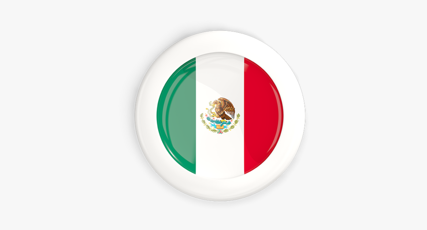 White Framed Round Button - Flag Mexico Icon Round Transparent, HD Png Download