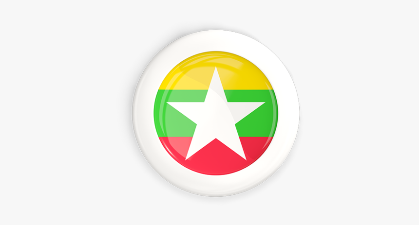 White Framed Round Button - Myanmar Flag Square Png, Transparent Png