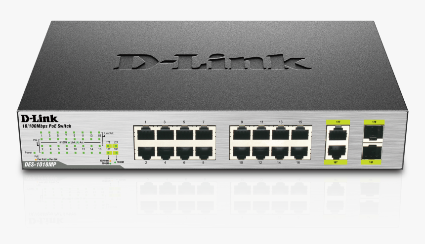 Des 1018mp 18 Port 10/100 Unmanaged Poe Switch With - D Link Switch Dss 16t, HD Png Download