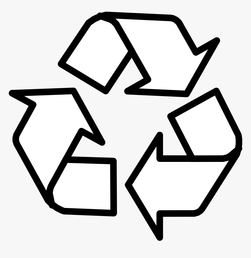 Recycling Symbol Outline Clip Art - Recycling Sign Black And White, HD Png Download