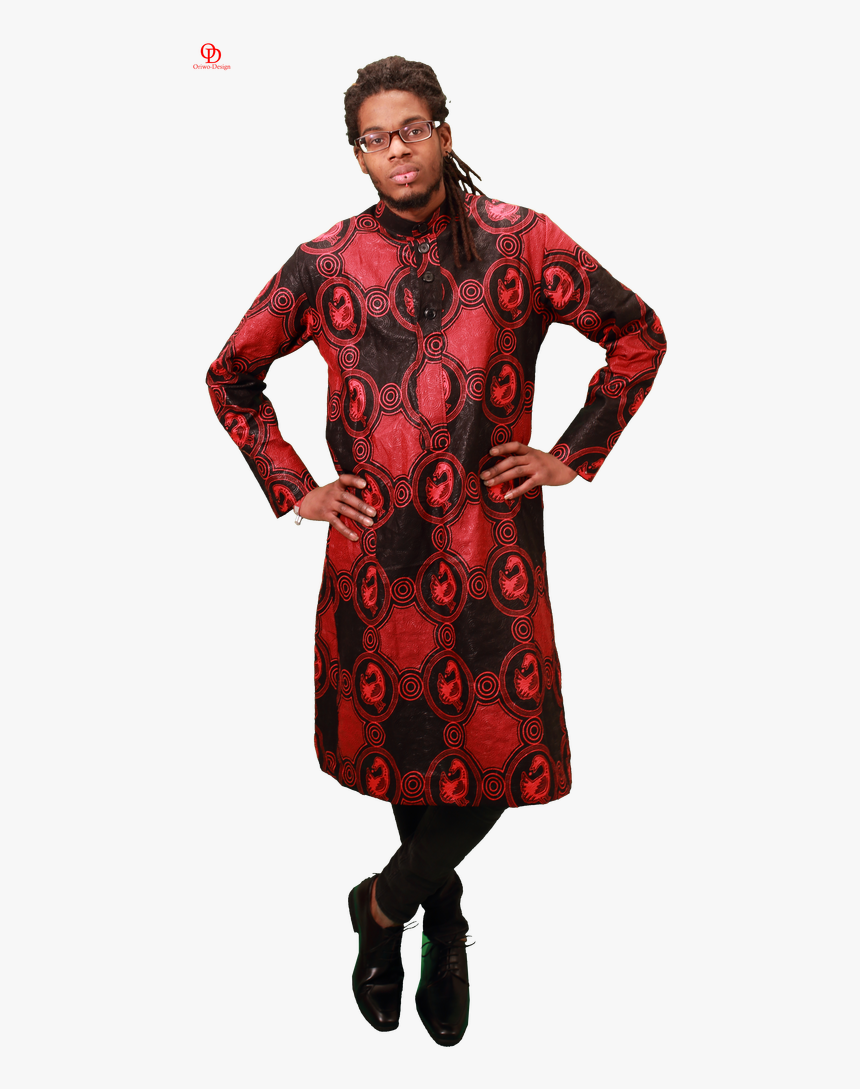 Red Black African Print Kaftan Mens Shirt - Overcoat, HD Png Download