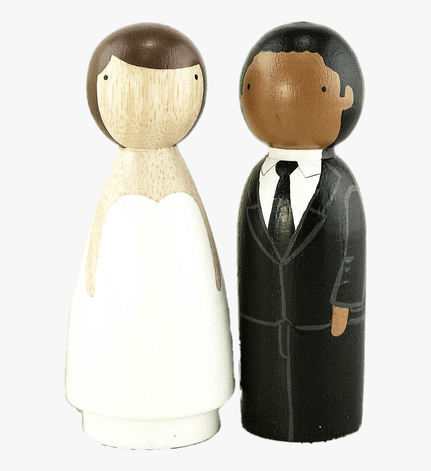 Wooden Wedding Figurine - Peg Doll Wedding Cake Topper, HD Png Download