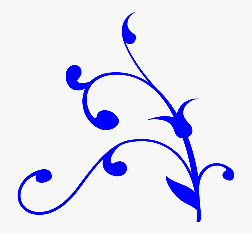 Vine Vector Png - Navy Blue Flower Design, Transparent Png