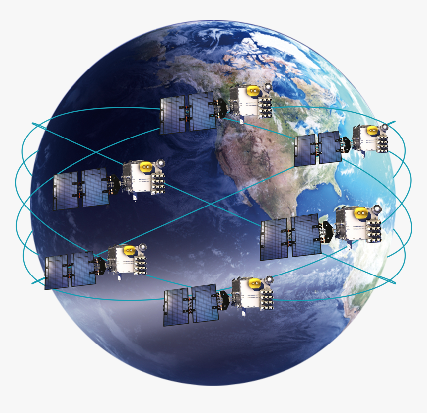 A Constellation Of Six Satellites In Orbit Above Earth - Cosmic 2 Satellite, HD Png Download