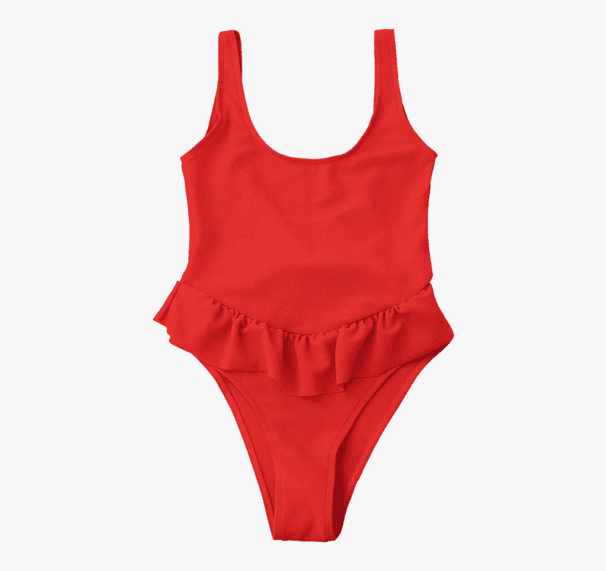 Ruffle High Cut One Piece Swimsuit Jacinth Onepieces - Maillot, HD Png Download