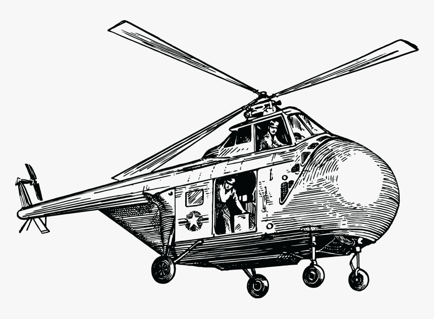 Helicopter Vector Clipart Image - Drawing Air Rescue Helicopter, HD Png Download