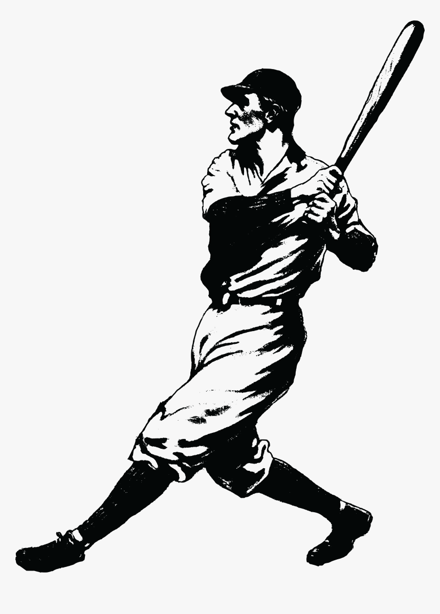 Baseball Batter Clip Arts - Vintage Baseball Player Clipart, HD Png Download