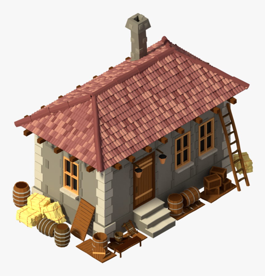 Low Poly Medieval House 02 By Nsrossy - Medieval House Low Poly, HD Png Download