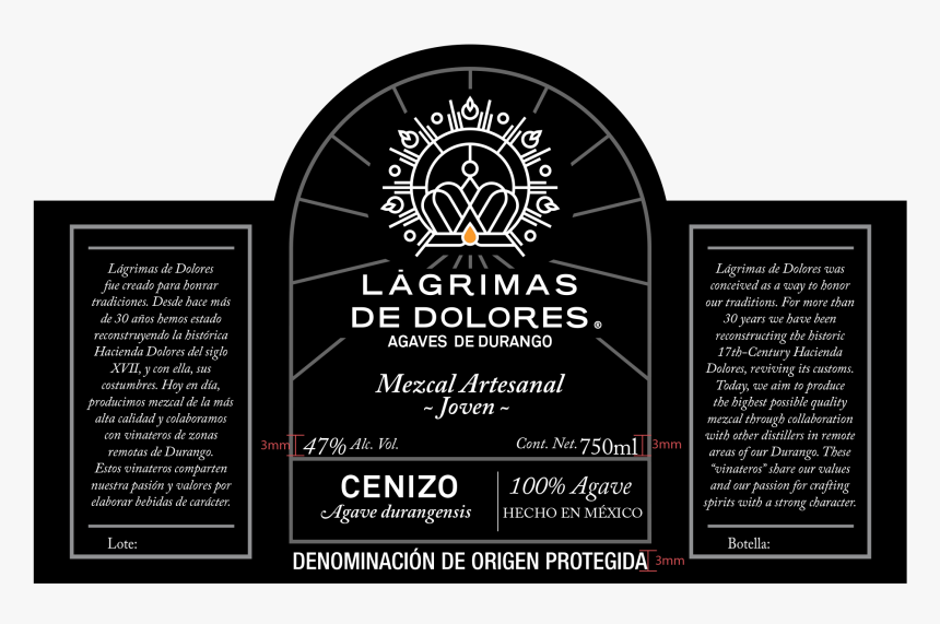 Lágrimas De Dolores Cenizo Mezcal Ancestral Joven - Cenizo Lagrimas De Dolores, HD Png Download