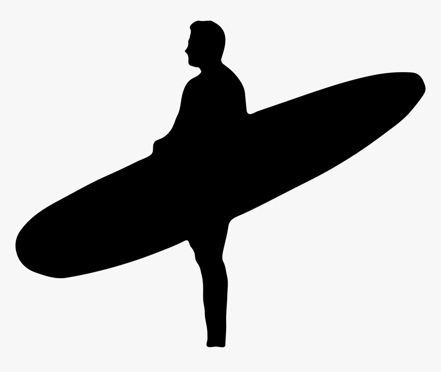 Man Holding Surfboard Silhouette Clip Arts - Surfer Silhouette Png, Transparent Png