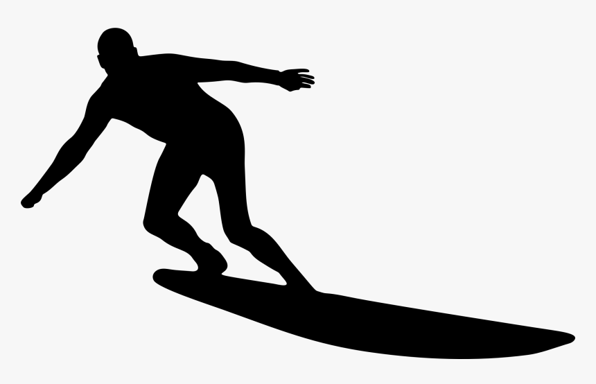 Man Surfing Silhouette Clip Arts - Black And White Surf Clip Art, HD Png Download