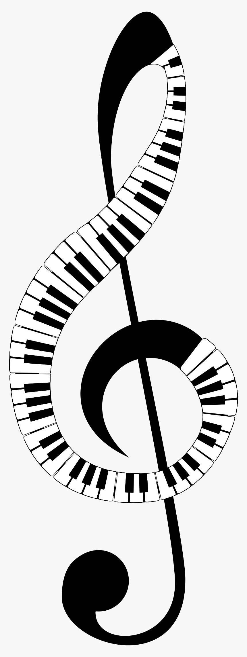 Clef Keyboard Recreation With Stroke Clip Arts - Treble Clef Piano Png, Transparent Png