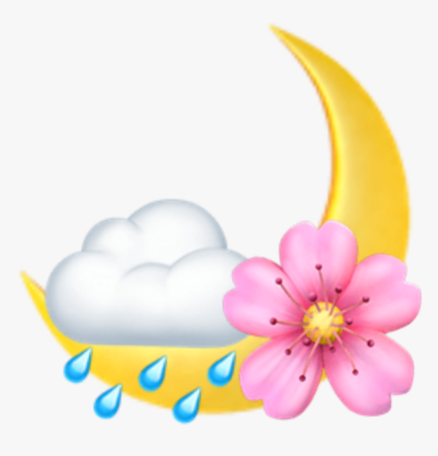 #moon #flower #rain #emoji #emojicombo #emojicombos, HD Png Download