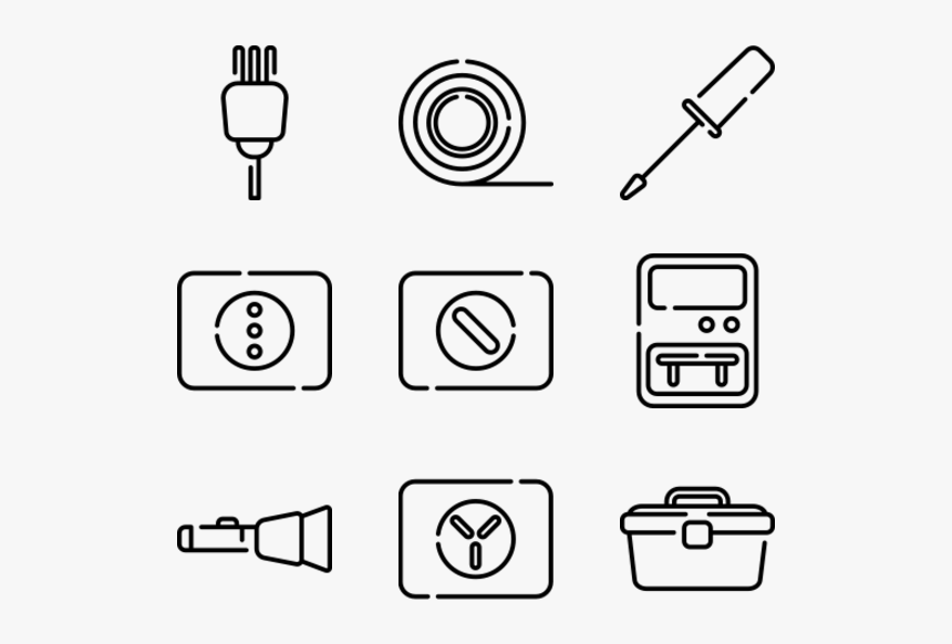 Electrician Tools And Elements - Line Art, HD Png Download