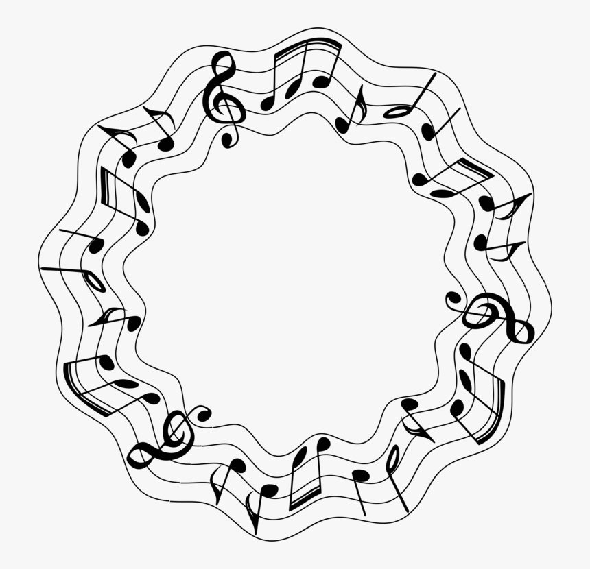 Line Art,symmetry,area - Music Notes Circle Png, Transparent Png ...