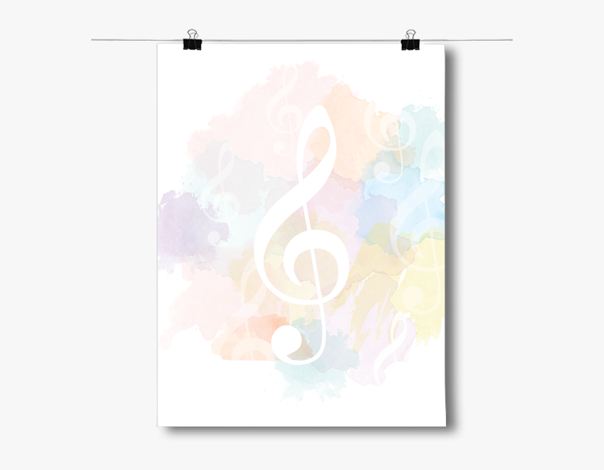 Treble Clef - Watercolor - Treble Clef Watercolor, HD Png Download