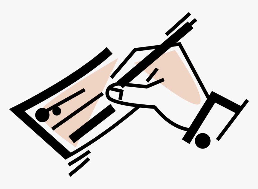 Vector Illustration Of Hand Writes Financial Check - Cheque Illustration Png, Transparent Png