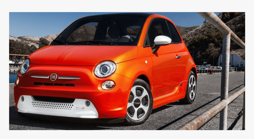 Orange Fiat E500 2019 Front View - Fiat 500e Orange, HD Png Download