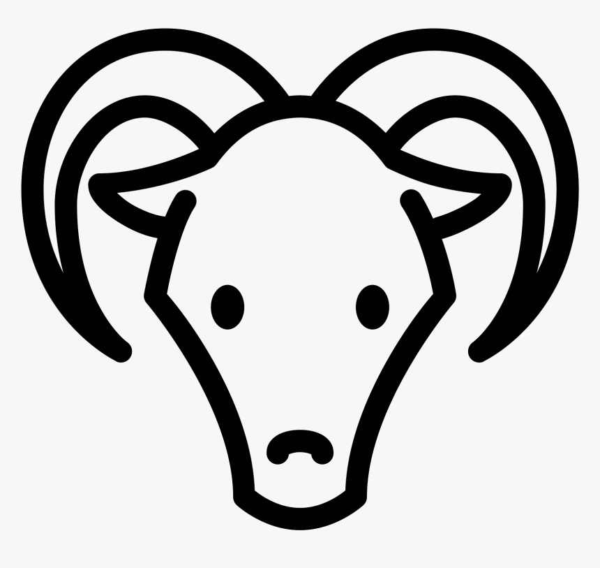 This Is An Animal With Two Curved Horns That Jut From - Goat Horns Drawing Transparent, HD Png Download