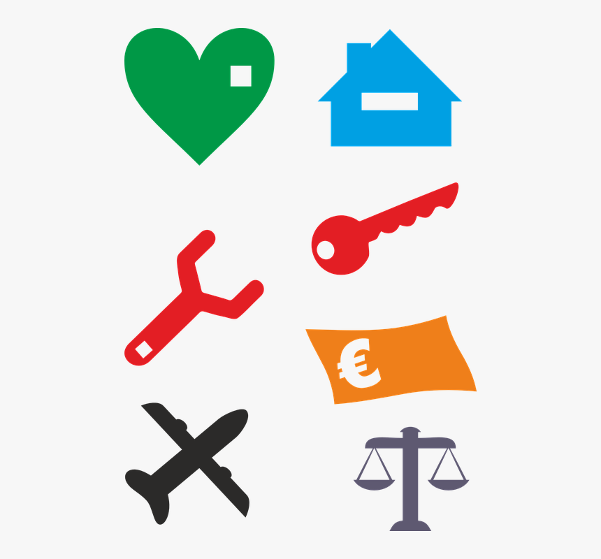 Iconos, Salud, Casa, Llave, Dinero, Balanza, Seguros - Euro, HD Png Download