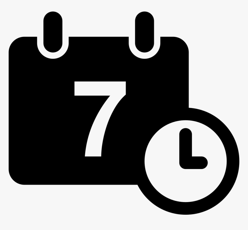 Daily Calendar On Day 7 With A Small Clock Symbol - Monthly Fees Icon Png, Transparent Png