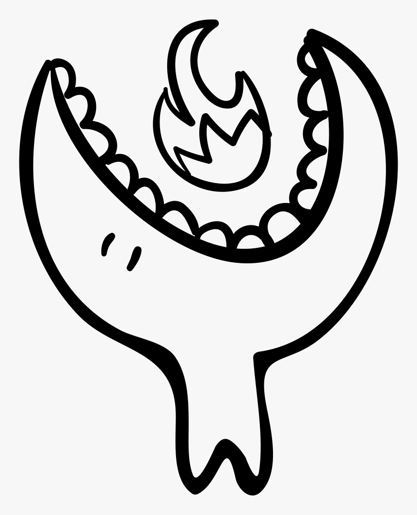 Big Halloween Monster Head With Open Mouth Eating An - Monster With Mouth Open Drawing, HD Png Download