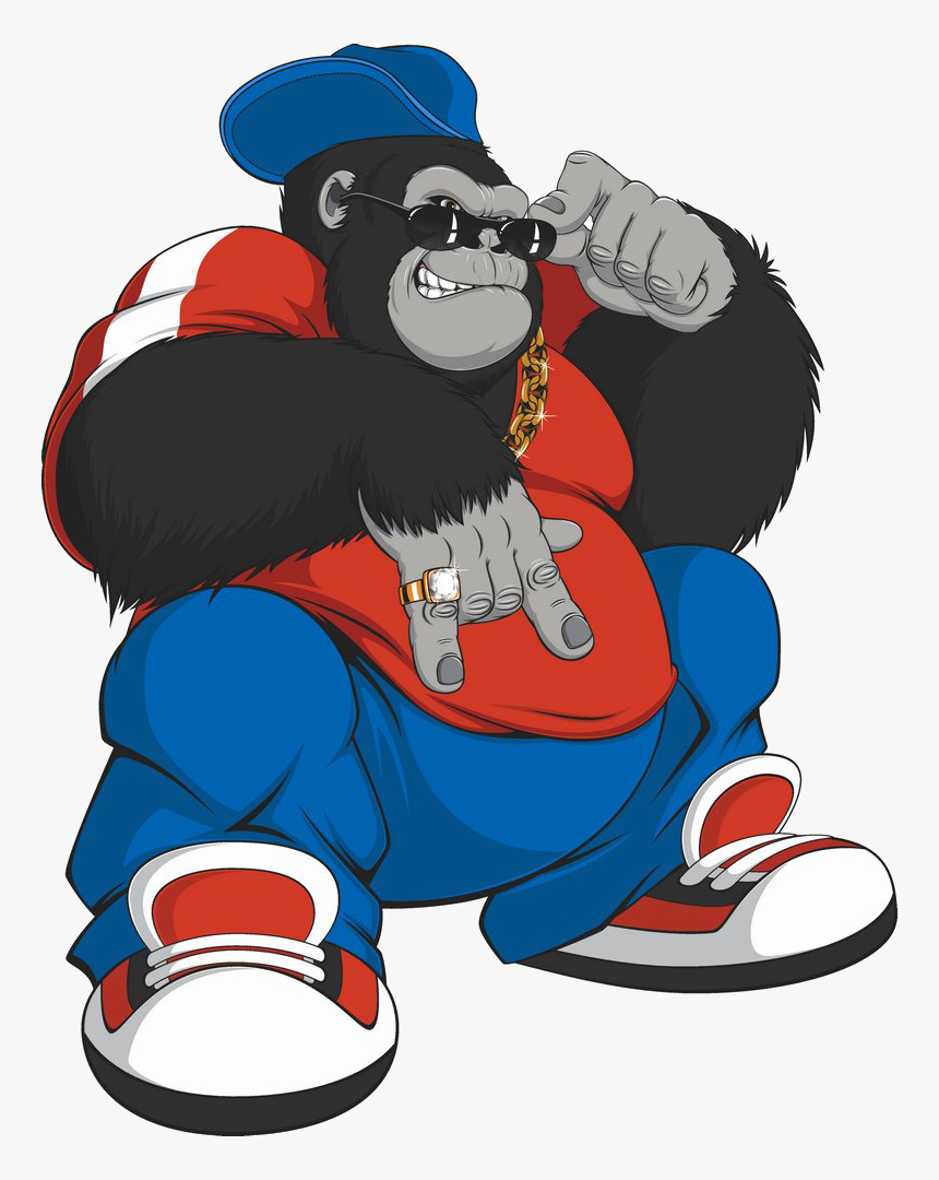 Gorilla Cool Cartoon Illustration Ape Free Frame Clipart - Cool Cartoon Gorillas, HD Png Download