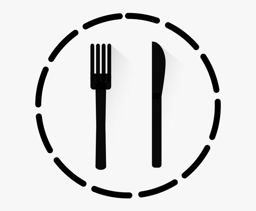 Cutlery, Eat, Fork, Knife, Icon, Round, Strokes, Meal - Download Arrow Vector, HD Png Download