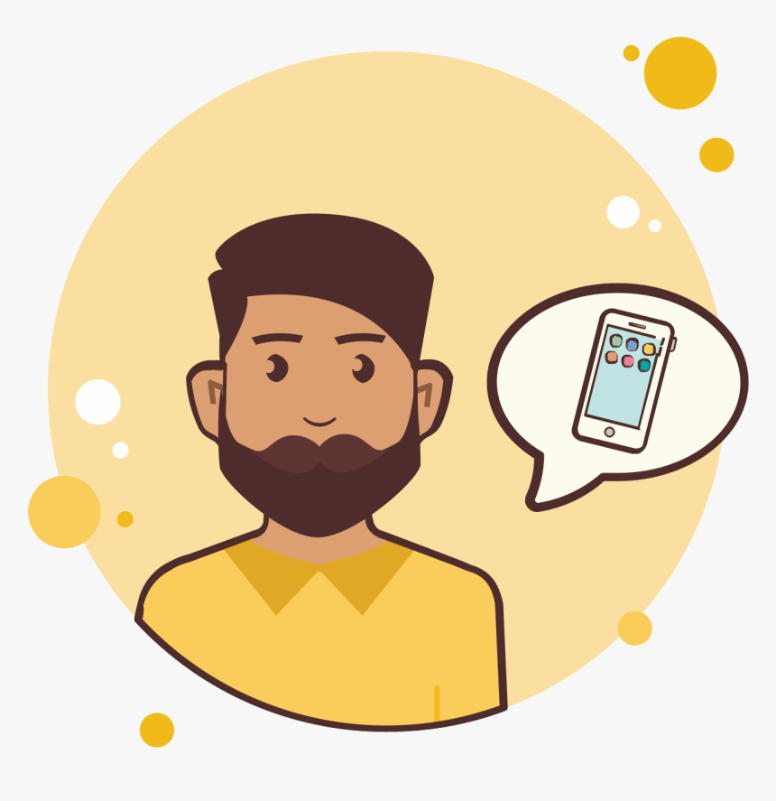 Man With Beard Smartphone Icon - Clipart Man With Beard, HD Png Download