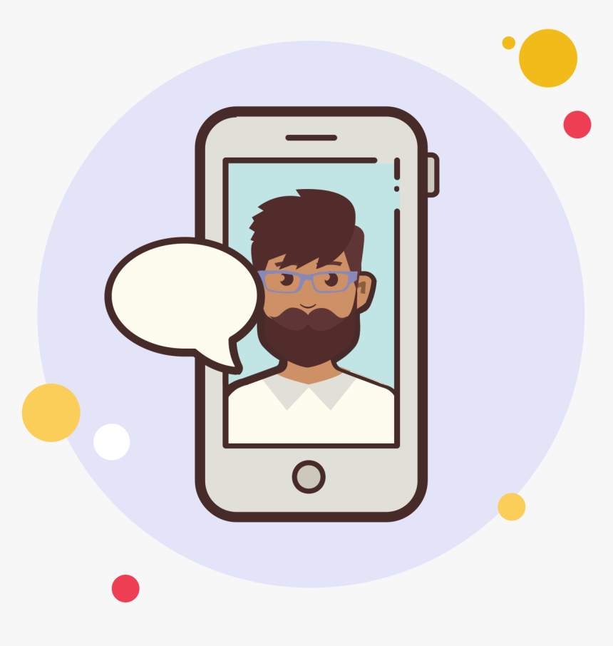 Man With Beard Messaging Icon - Man Picture In The Phone Clipart, HD Png Download