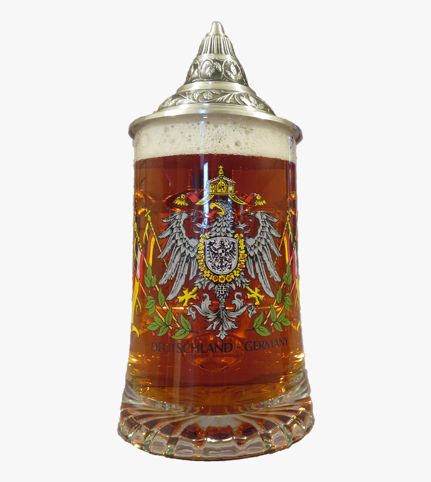 German Glass Beer Mug With Eagle & Lid - Beer Glass Germany, HD Png Download