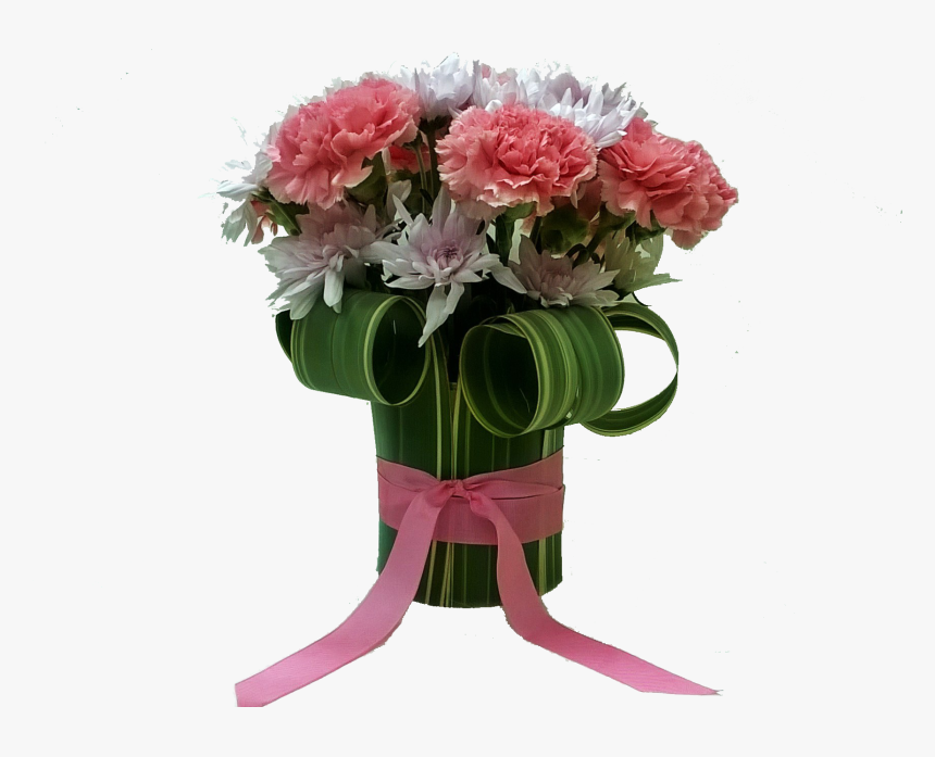 Arreglo Floral Con Hojas De Formio - Entro De Mesa Con Claveles, HD Png Download