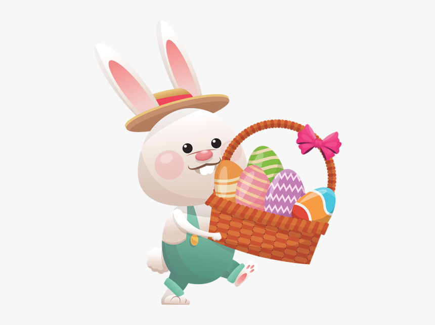 Clip Art Coelho Da Pascoa Com Ovo Png - Bunny With Eggs In Basket Png, Transparent Png