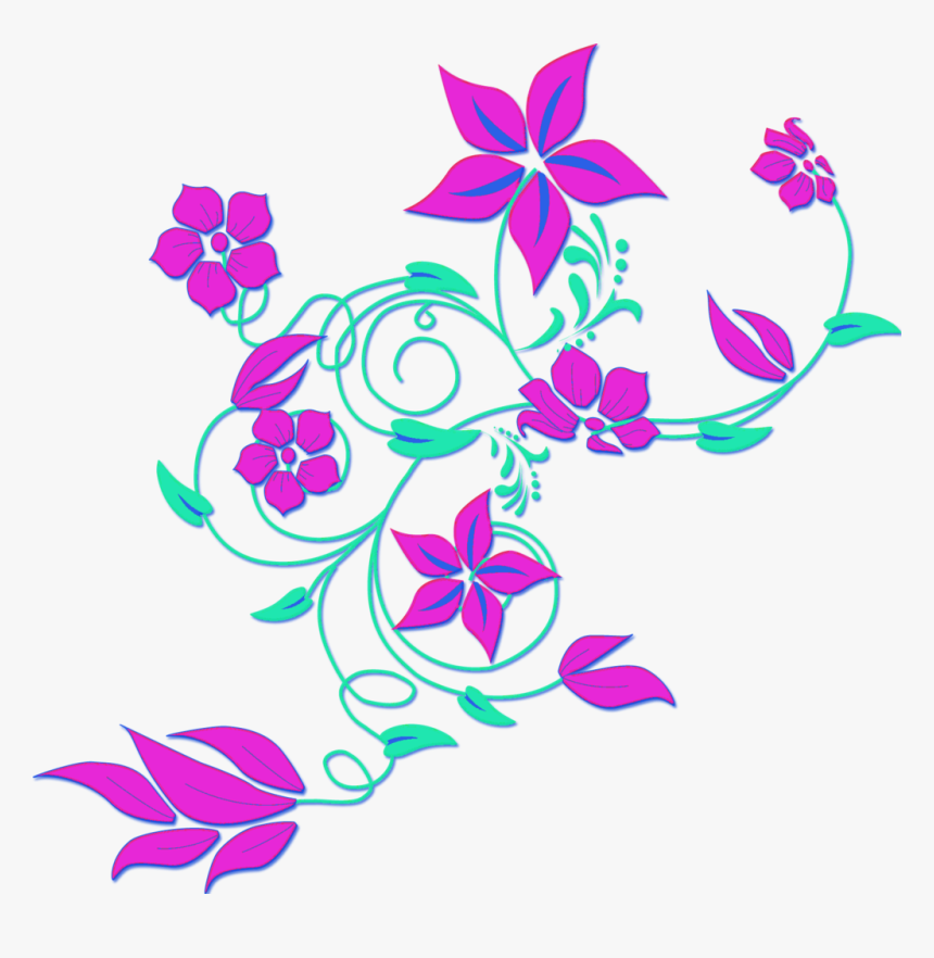 Arabesco De Flores - Purple Flowers Clip Art Border, HD Png Download