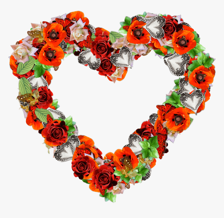 Corazón, Flores, Png, Amor, San Valentín, Rojo - Heart Of Flowers Png, Transparent Png