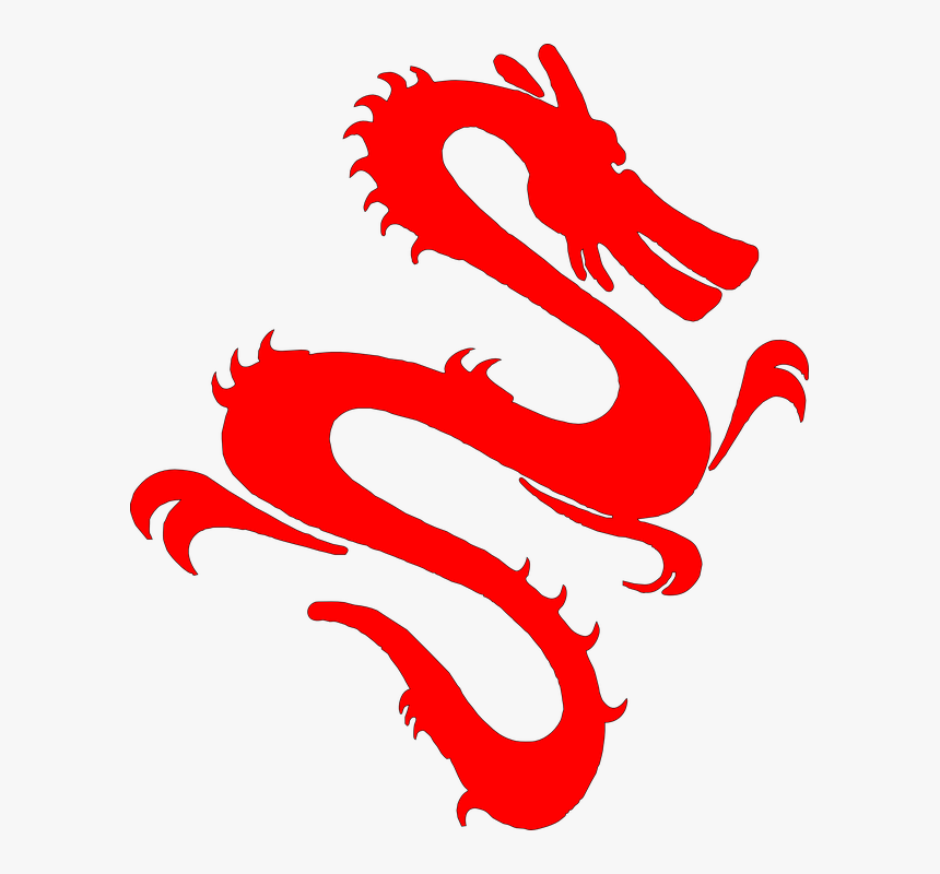 Dragão, Caligrafia, Red, Ásia, Pincelada, Amigável - Red Dragon Vector Free, HD Png Download