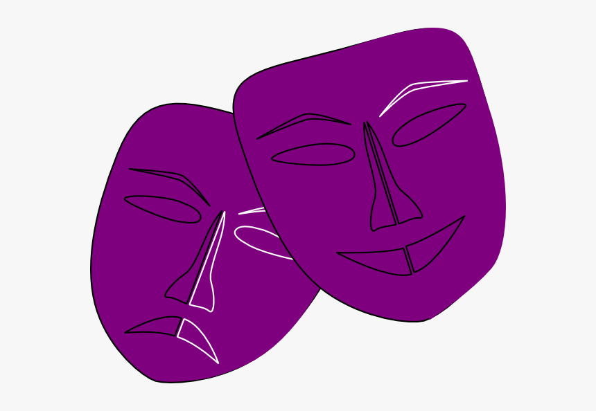 Theatre Clipart Theater Faces - Drama Masks In Purple, HD Png Download