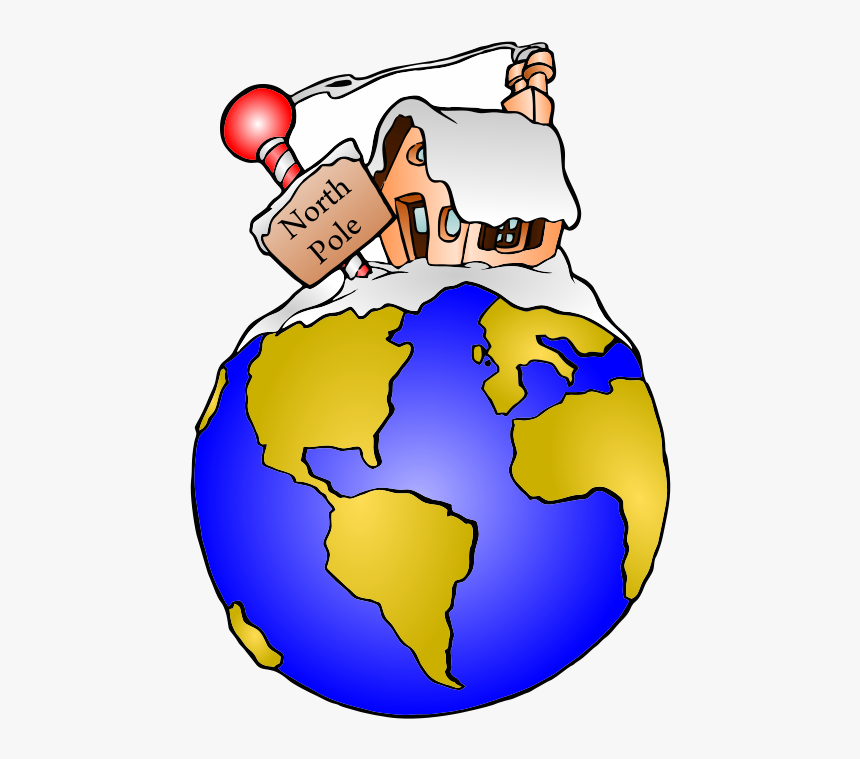 Free Vector North Pole - North Pole Santa On Globe, HD Png Download
