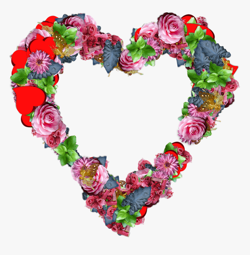 Corazón De Flores Coloridas - Flowers Heart Png, Transparent Png