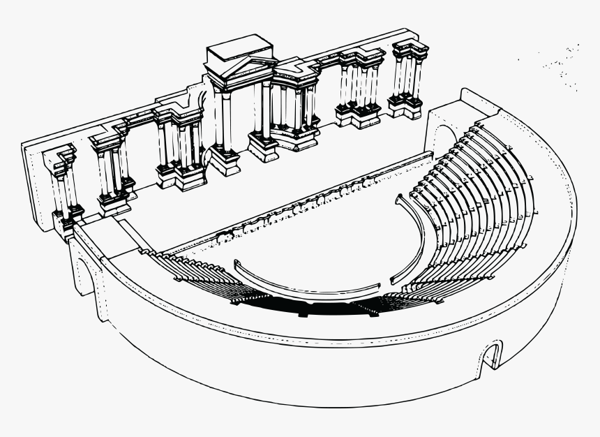 Transparent Drama Faces Png - Roman Theater Clipart Black And White, Png Download