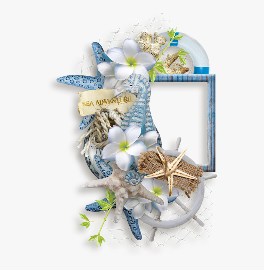Png Flowers And Clusters - Border Nautical Transparent Frame Sea, Png Download