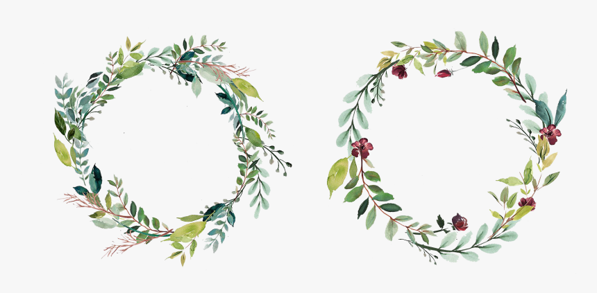 Vector Vegetables Wreath - Watercolor Leaves Frame Png, Transparent Png