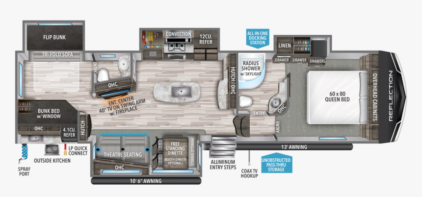 Grand Design Reflection 311bhs Floor Plan, HD Png Download