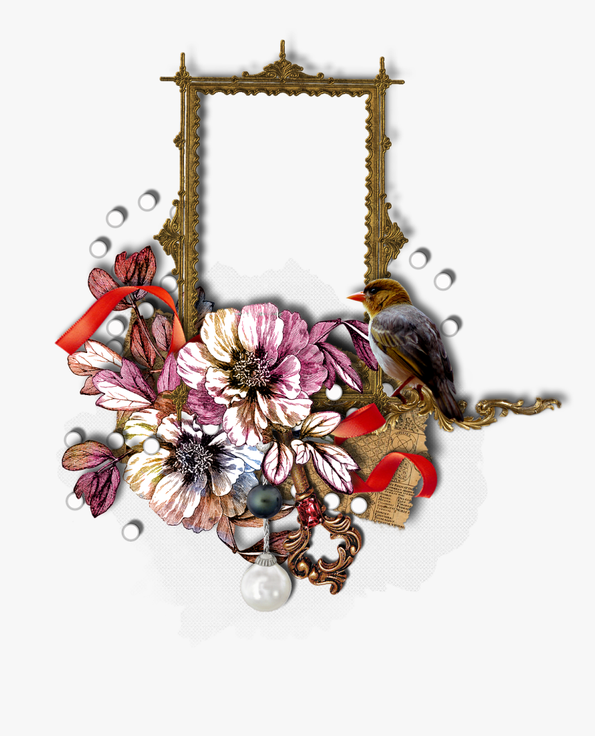 Flores Com Borboletas Vintage, HD Png Download