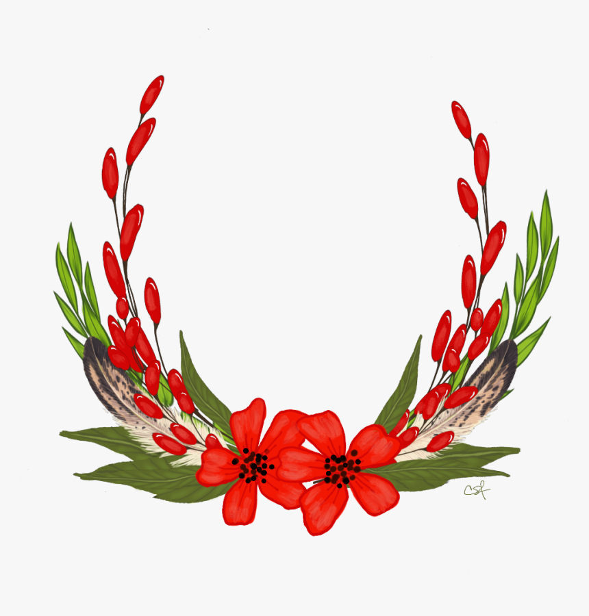 #flowers #floral #wreath #frame #freetoedit - Transparent Floral Wreath Red, HD Png Download