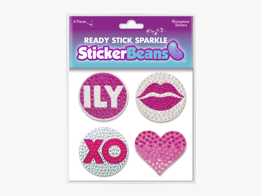 Rhinestone Pretty In Pink 4pc Stickerbeans Set - Heart, HD Png Download
