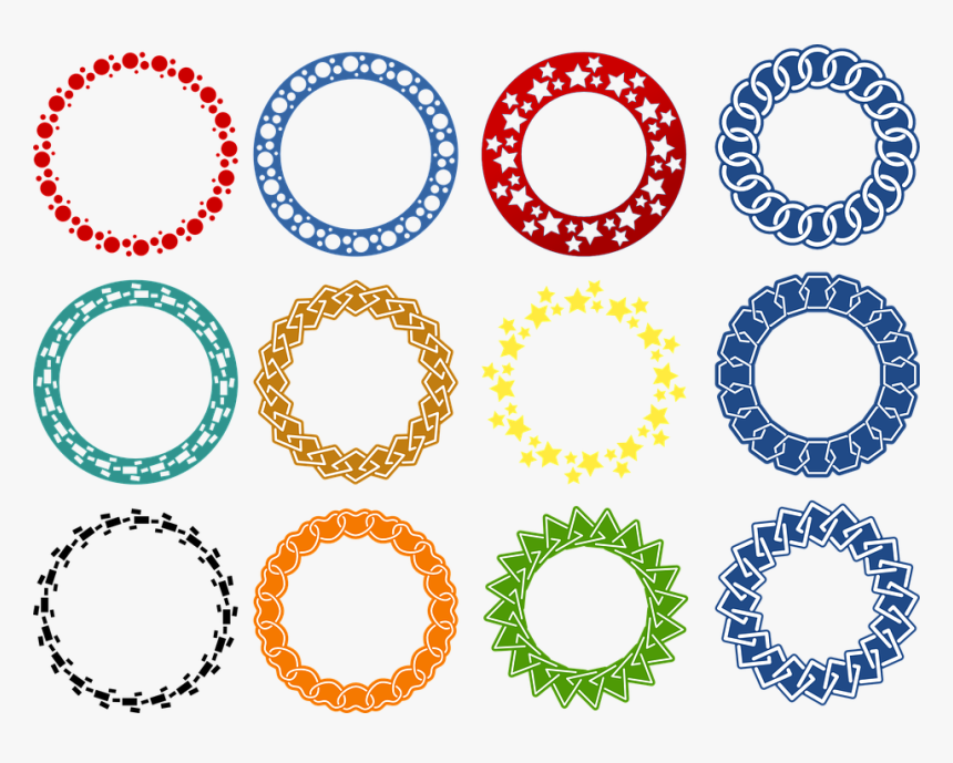 Wreath, Sample, Frame, Round, Flower, Yellow, Blue - Round Frame Png Hd, Transparent Png