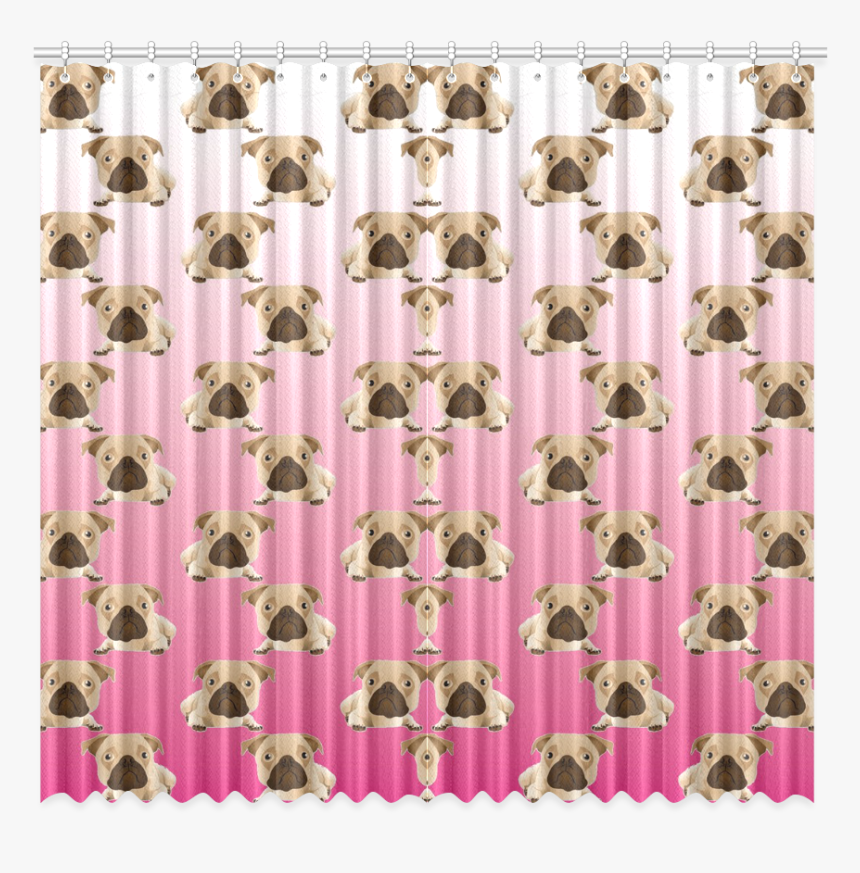 Cute Pugs On Pink Gradient Background Window Curtain - Pug, HD Png Download