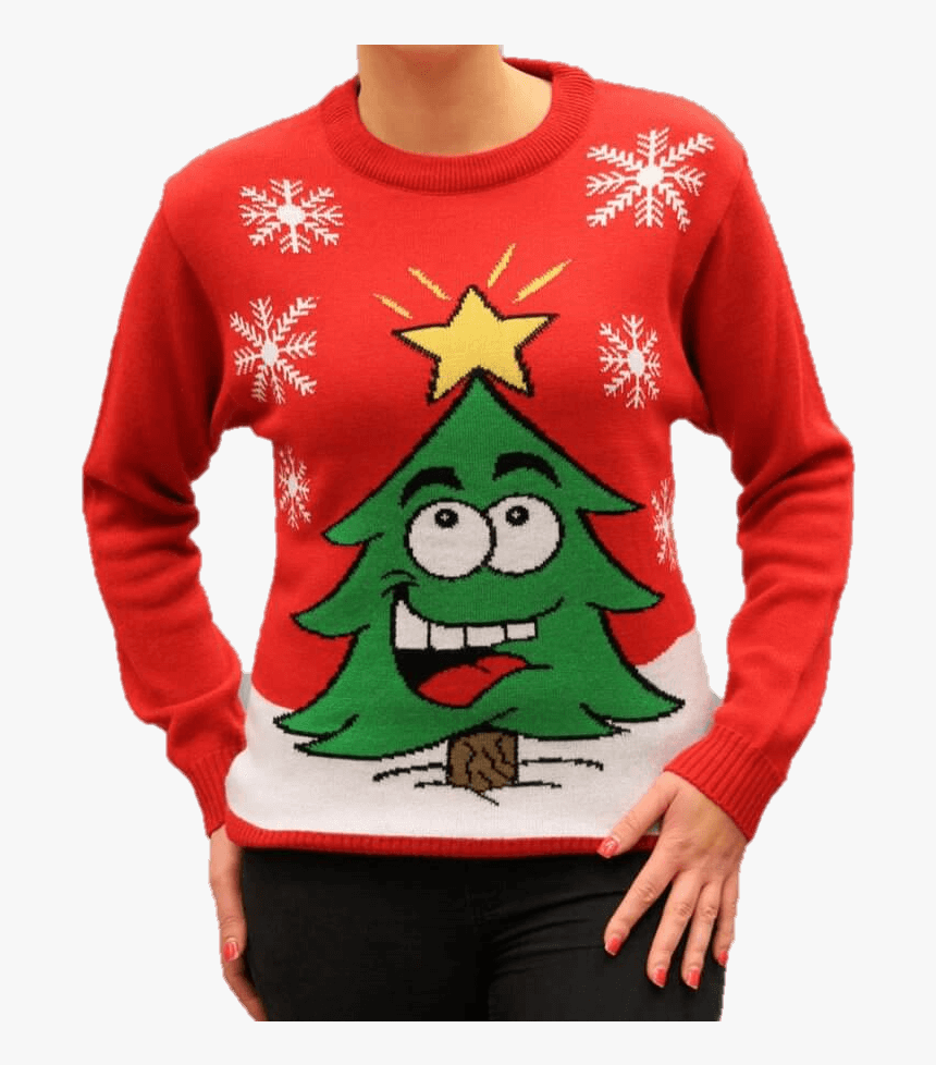 Jersey Navideño Mujer Árbol De Navidad Sonriente Rojo - Mujer Jersey Navideño, HD Png Download