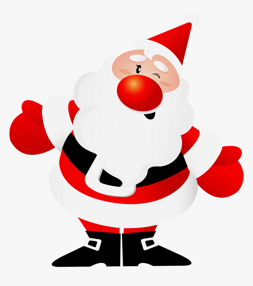 Clip Art Cartoon Santa With A Christmas Tree, HD Png Download